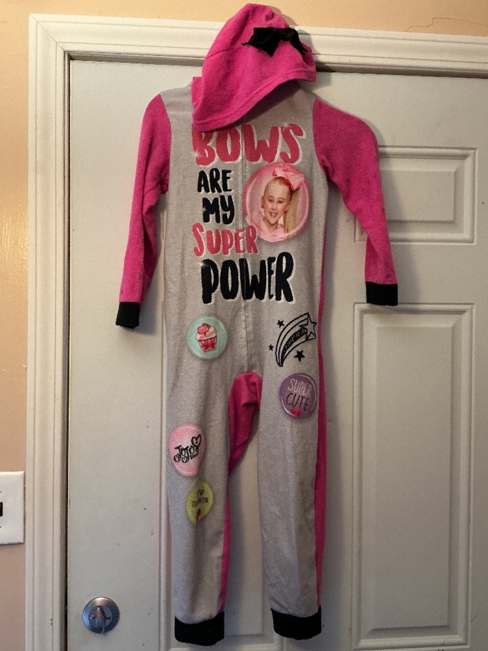 Nickelodeon Jojo Siwa Fleece Full Zip Hooded Pajamas Onesie Size 6/6X